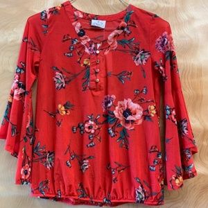 Red floral Ember blouse